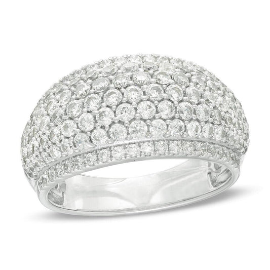 1-5/8 Cttw Composite Diamond Multi-Row Dome Ring in 14K White Gold (0.38 Ct, I-I2)