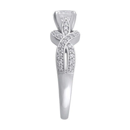 1 Cttw Diamond Twist Shank Vintage-Style Engagement Ring in 14K White Gold (1 Ct, I-I2)