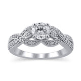 1 Cttw Diamond Twist Shank Vintage-Style Engagement Ring in 14K White Gold (1 Ct, I-I2)