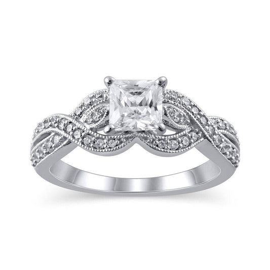 1 Cttw Princess-Cut Diamond Twist Shank Vintage-Style Engagement Ring in 14K White Gold (1 Ct, I-I2)