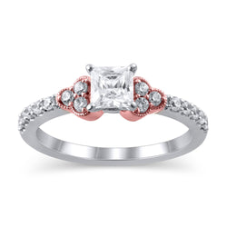 3/4 Cttw Princess-Cut Diamond Tri-Sides Vintage-Style Engagement Ring in 14K White Gold Gold (0.75 Ct, I-I2)