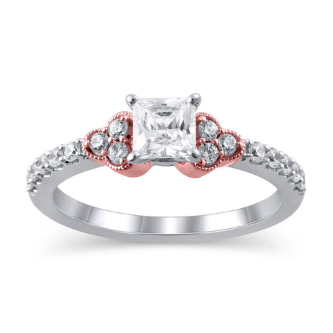3/4 Cttw Princess-Cut Diamond Tri-Sides Vintage-Style Engagement Ring in 14K White Gold Gold (0.75 Ct, I-I2)