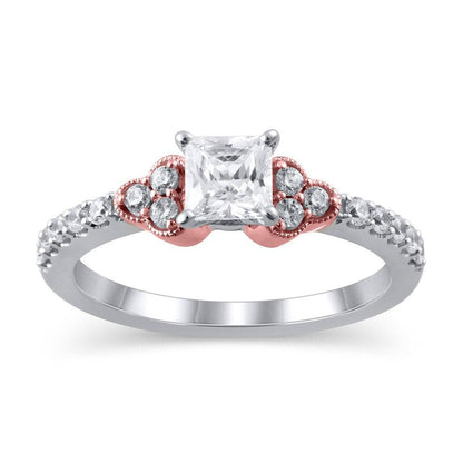 3/4 Cttw Princess-Cut Diamond Tri-Sides Vintage-Style Engagement Ring in 14K Two-Tone Gold (0.75 Ct, I-I2)