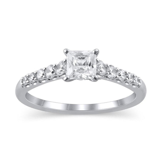 1 Cttw Princess-Cut Diamond Engagement Ring in 14K White Gold (1 Ct, I-I2)