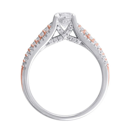 1-1/4 Cttw Diamond Multi-Row Engagement Ring in 14K Two-Tone Gold (0.75 Ct, I-I2)