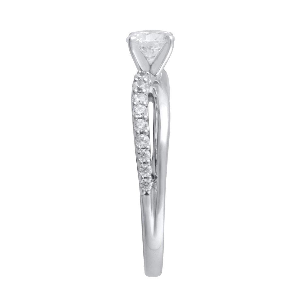 3/4 Cttw Diamond Twist Shank Engagement Ring in 14K White Gold (0.75 Ct, I-I2)