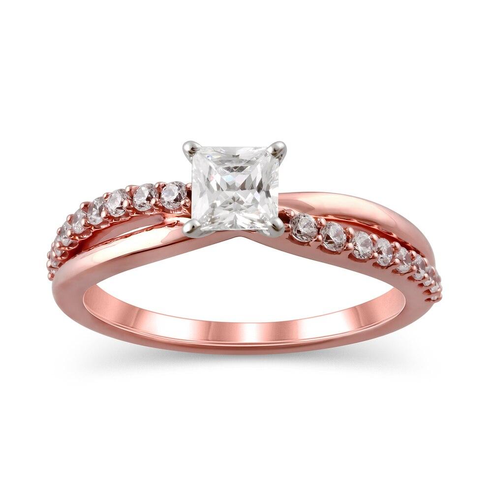 3/4 Cttw Princess-Cut Diamond Twist Shank Engagement Ring in 14K Rose Gold (0.75 Ct, I-I2)