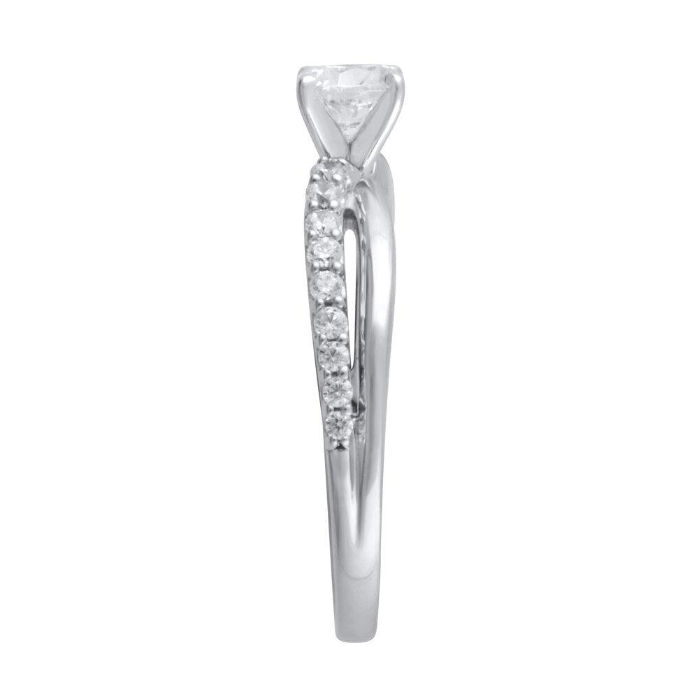 3/4 Cttw Princess-Cut Diamond Twist Shank Engagement Ring in 14K White Gold (0.75 Ct, I-I2)