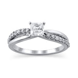 3/4 Cttw Princess-Cut Diamond Twist Shank Engagement Ring in 14K White Gold (0.75 Ct, I-I2)