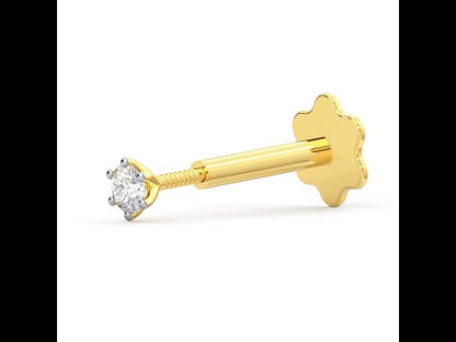 EternalDia Diamond Nose Stud Lip Labret/Screw Ring Piercing Pin Bone 14K Gold 19 Gauge (GH/I1-I2)